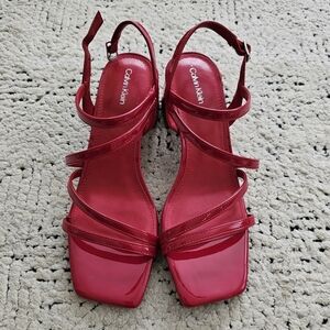Calvin Klein Women's Red Strappy Sandals